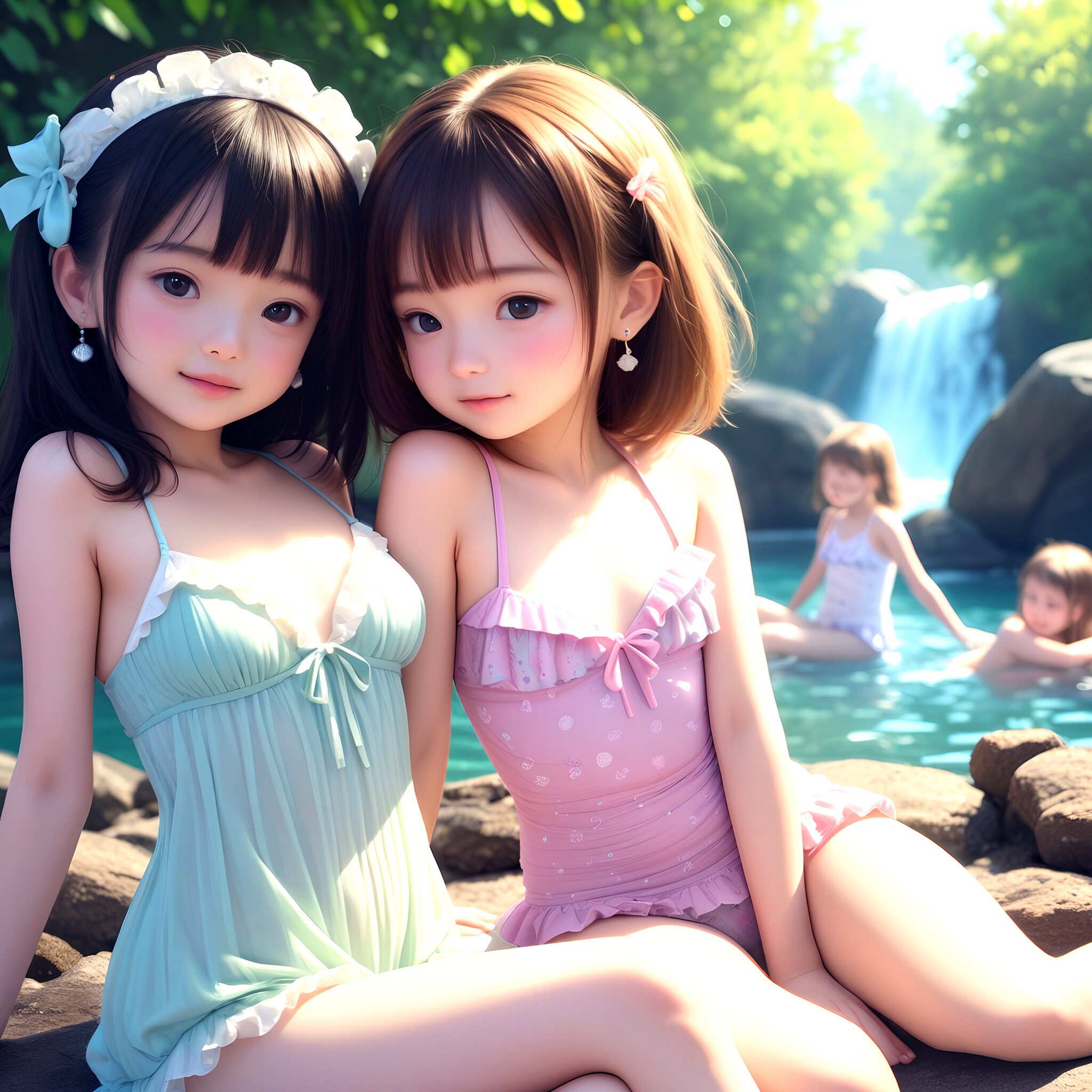 水辺の少女たち