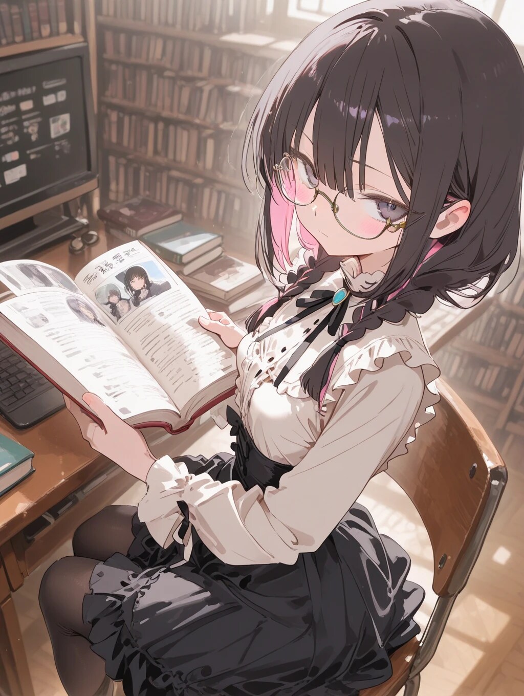 クールな本好き娘 | の人気AIイラスト・グラビア