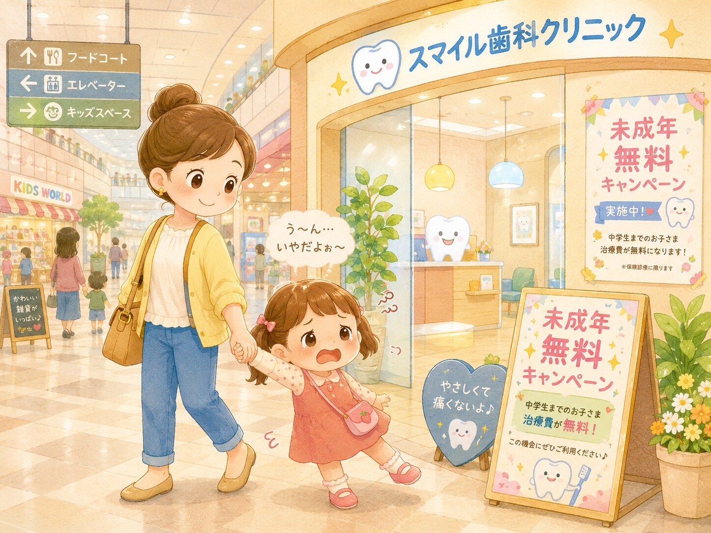 ショッピングモールの歯医者さんにて
