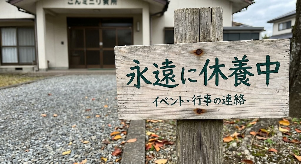 イベントや行事の連絡に永遠に休養中　祭りもお断り