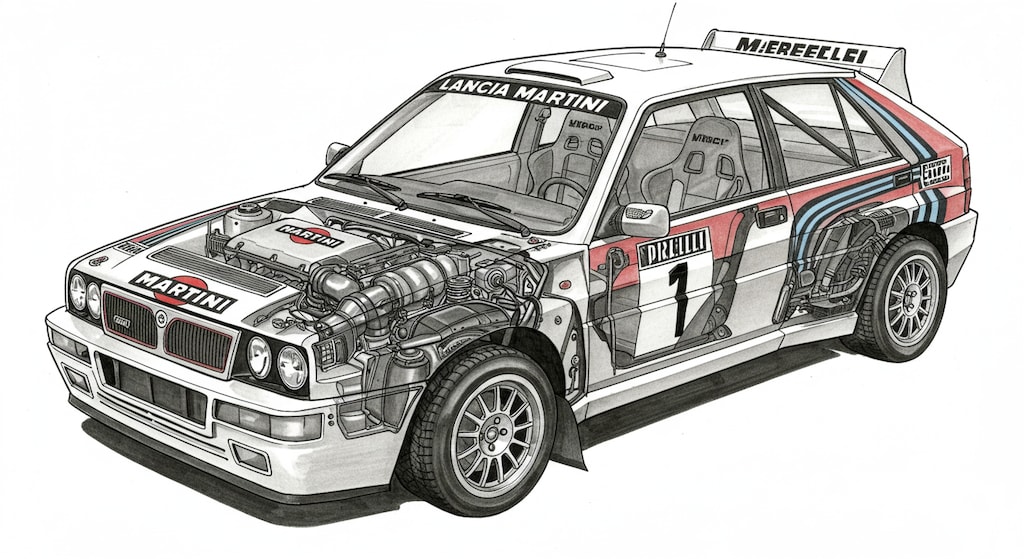ランチアデルタラリーカー断面