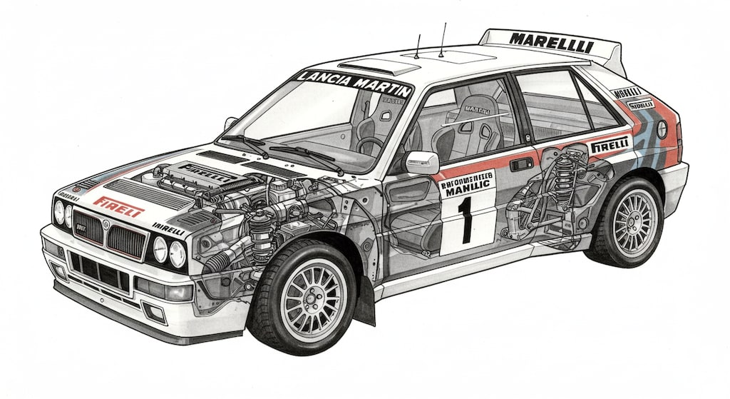 ランチアデルタラリーカー断面