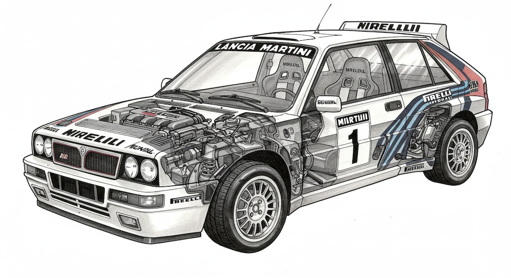 ランチアデルタラリーカー断面