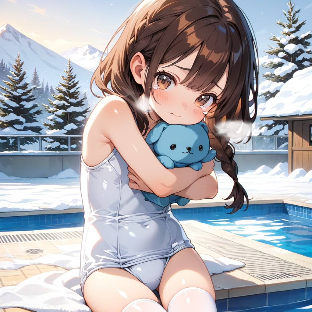 白スク水ニーソ寒中水泳(LARIMAR)