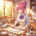 おはようございます♪蕎麦打ちをするピンクアプドゥちゃん🩷 2枚目