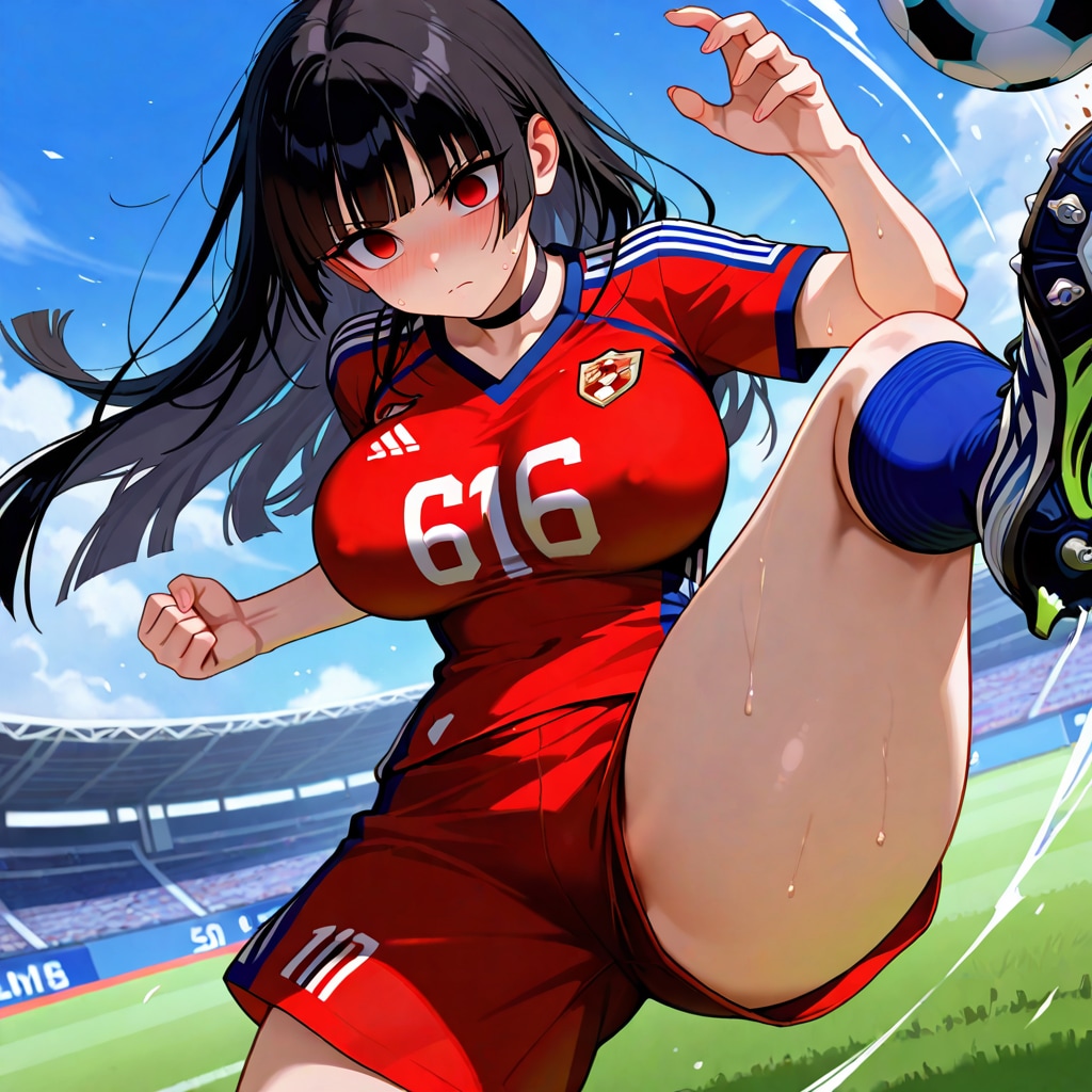 胸の大きな女子サッカー選手