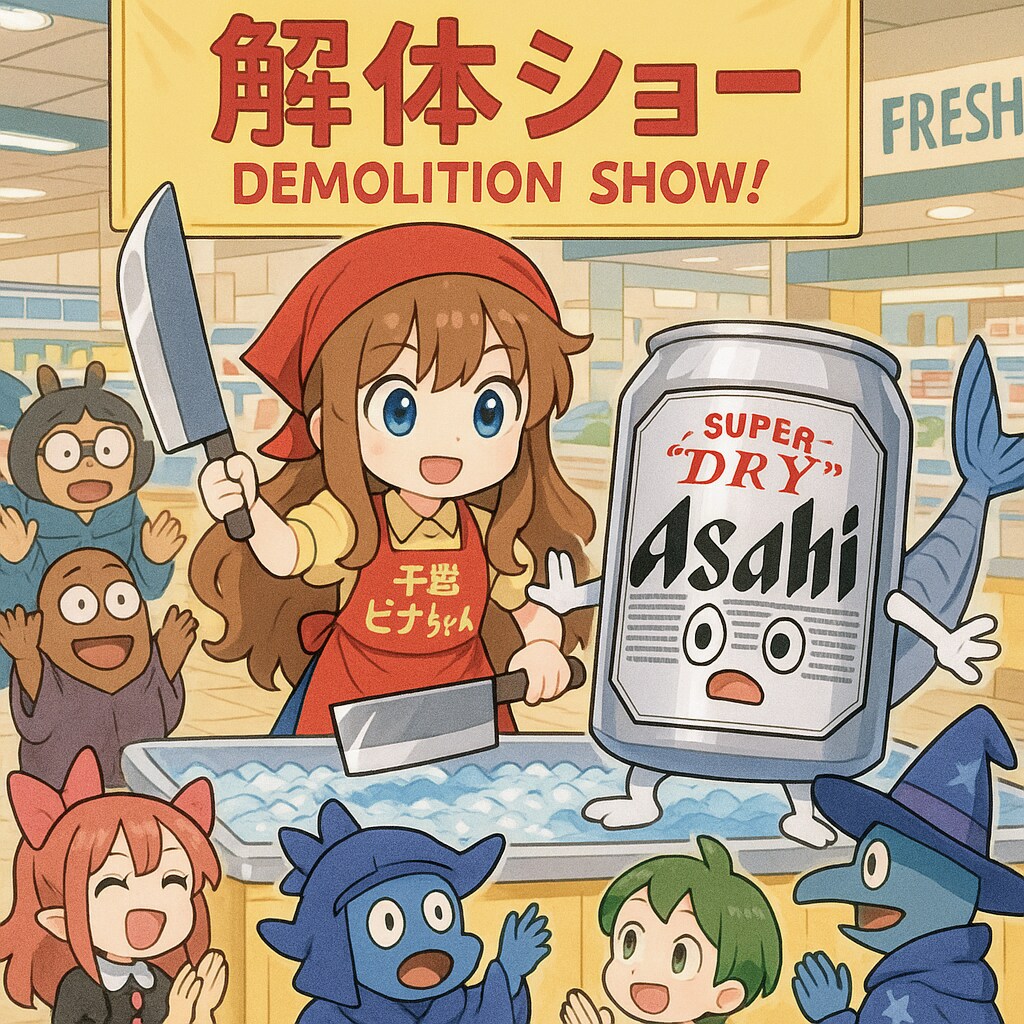 ビール缶解体ショーをするスーパーちちぷい | の人気AIイラスト・グラビア