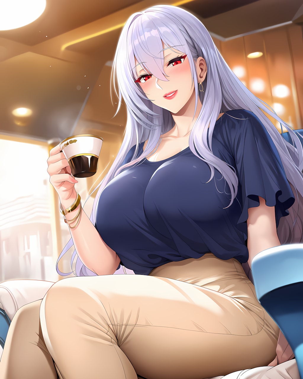 ☕ネイビーで上品に✨ミレナさんの優雅な休憩