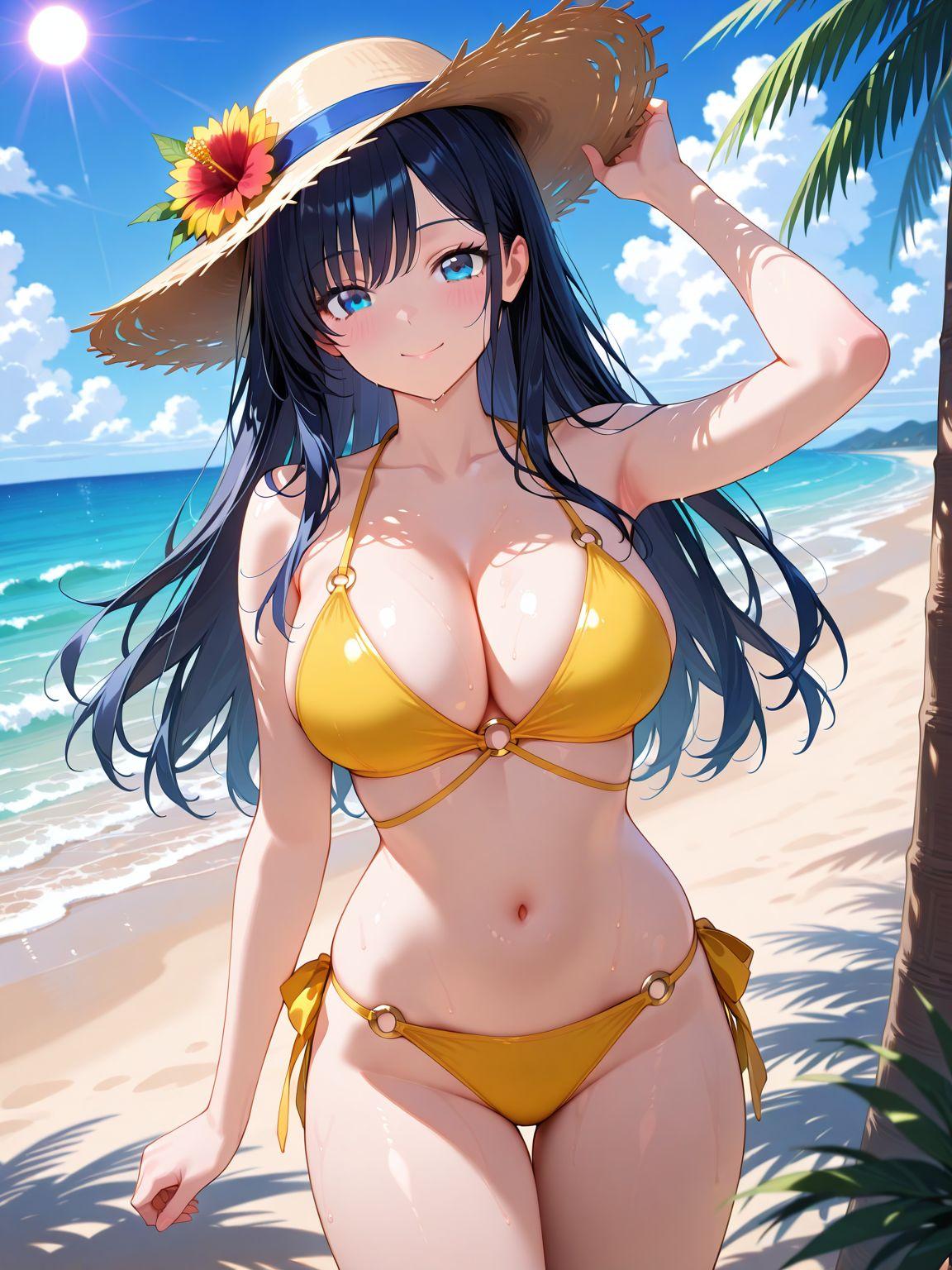 黄色ビキニ水着少女3