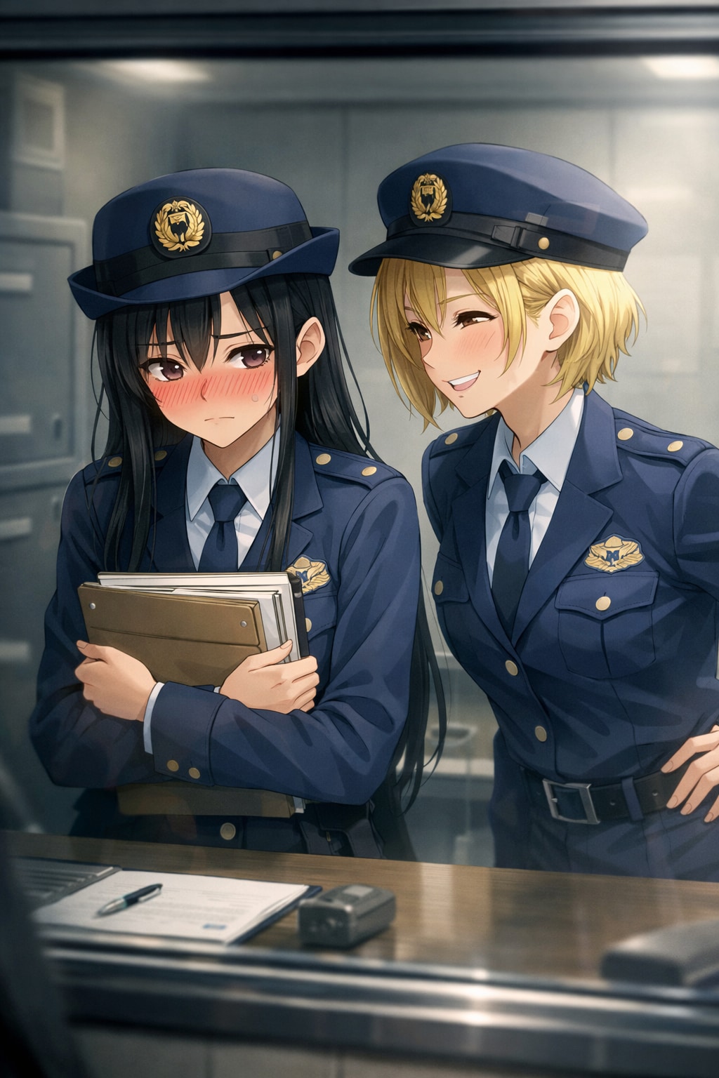 取調室のガラス越しに（女性警察官の日　01） | の人気AIイラスト・グラビア