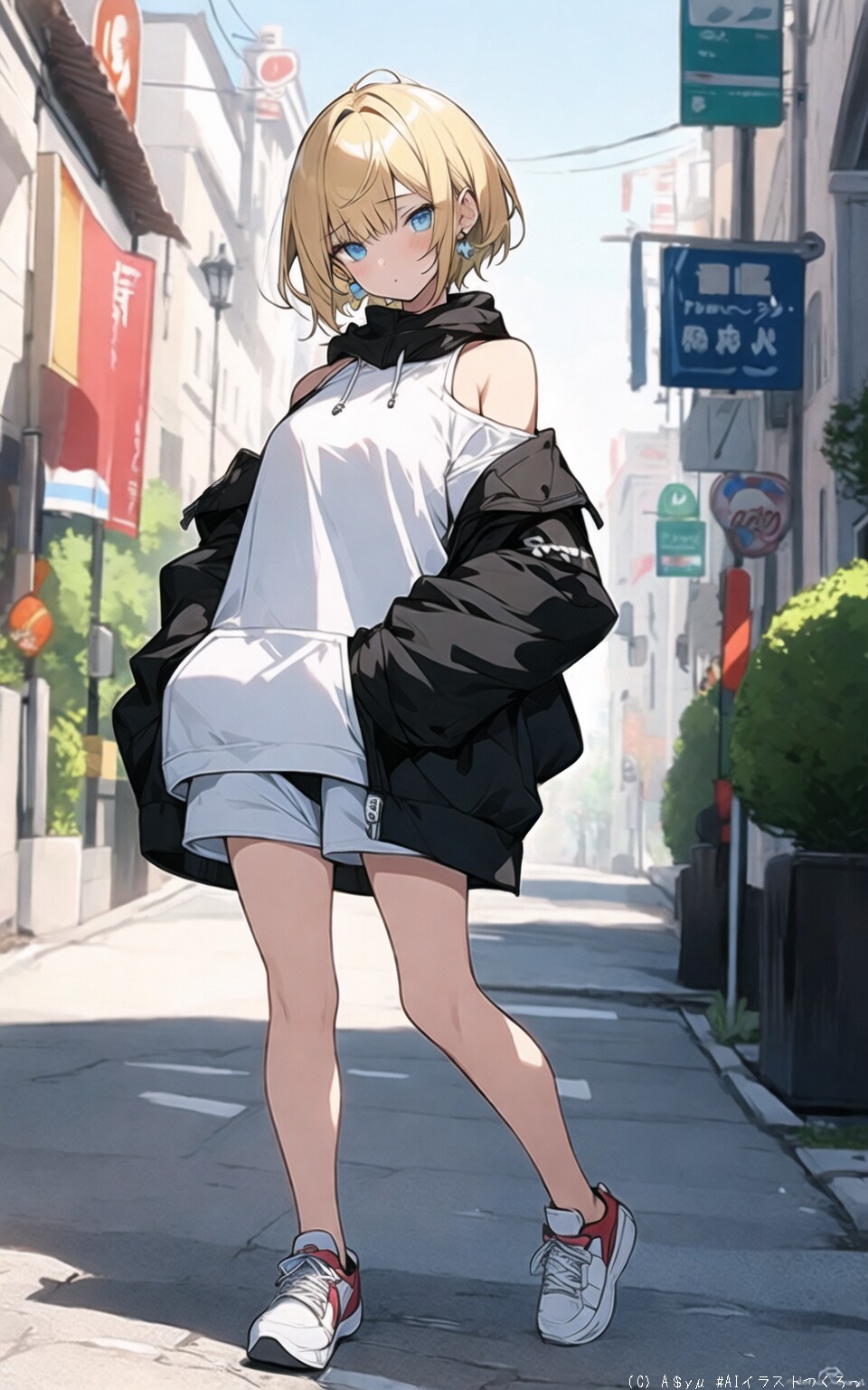 肩出しパーカー