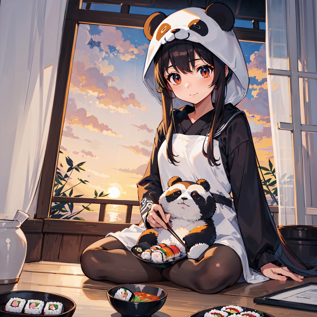 パンダと夕食にお寿司