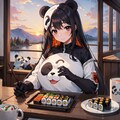 パンダと夕食にお寿司 4枚目