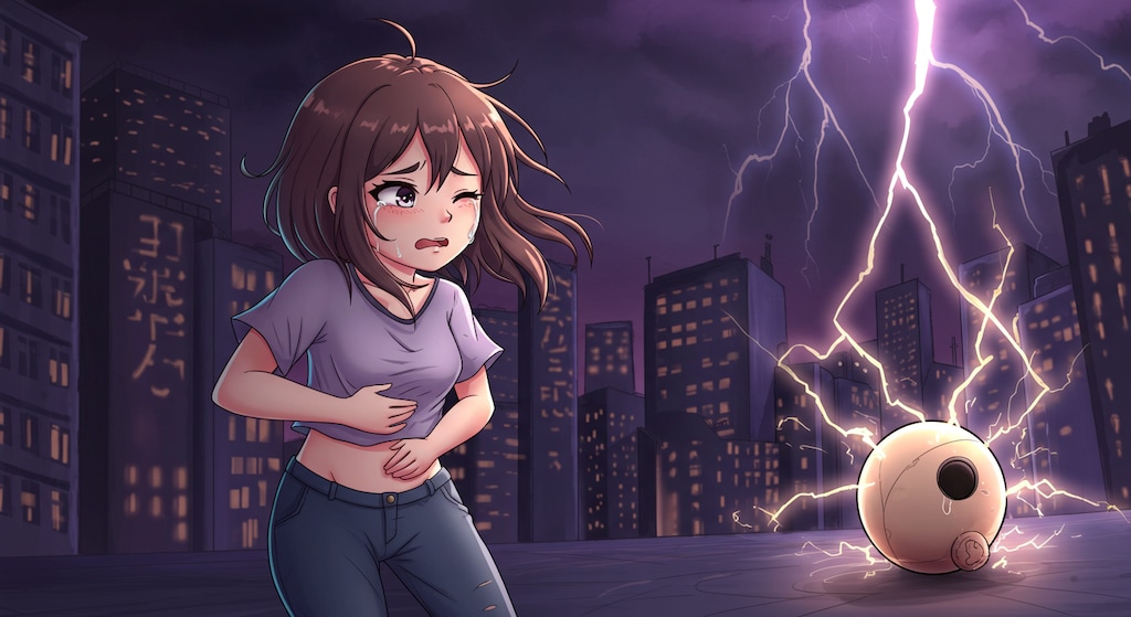 雷におへそを取られた女の子