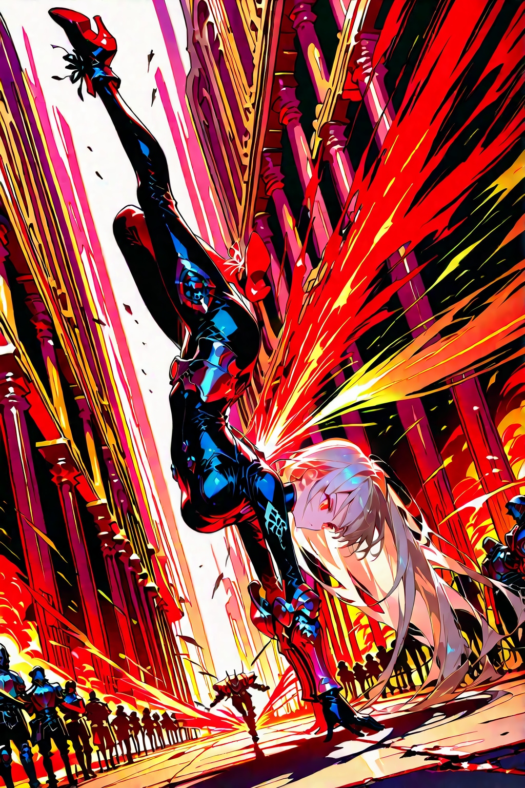 戦闘中の変身ヒロイン