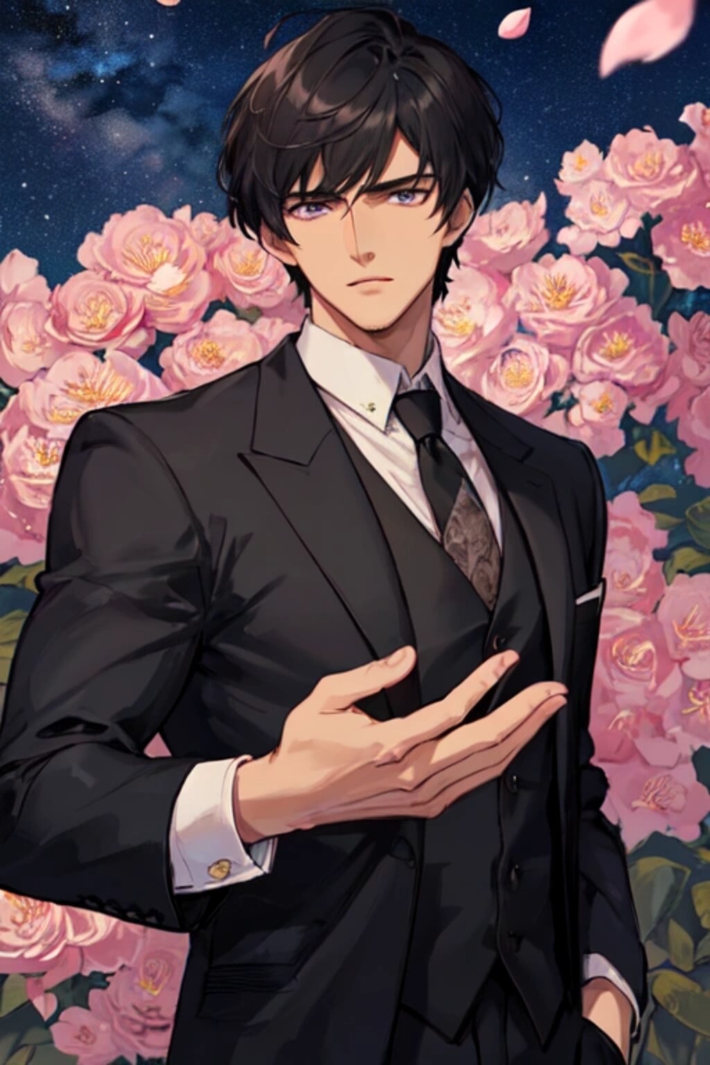 花びらと黒髪短髪男性＊その1(12枚)