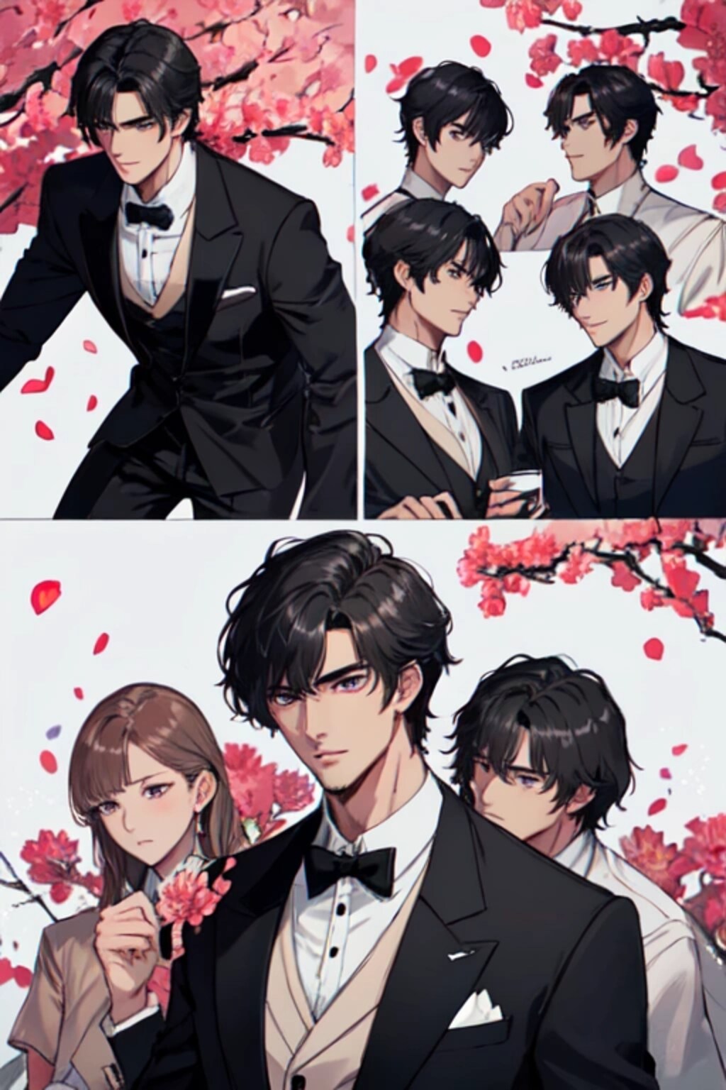 花びらと黒髪短髪男性＊その1(12枚)