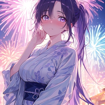 どきぃ「え、そ、そうねキレイね、花火」 | の人気AIイラスト・グラビア