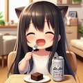 チョコケーキを食べて感動している小さな女の子 4枚目