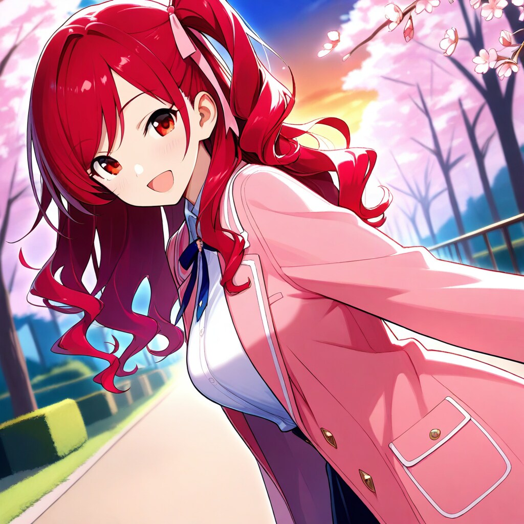 私と桜と夕日と