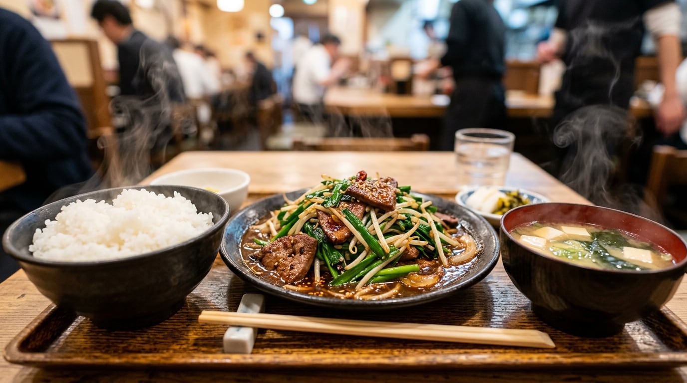 ニラレバ定食