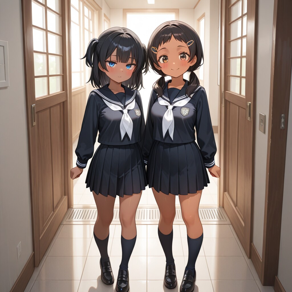 制服の二人