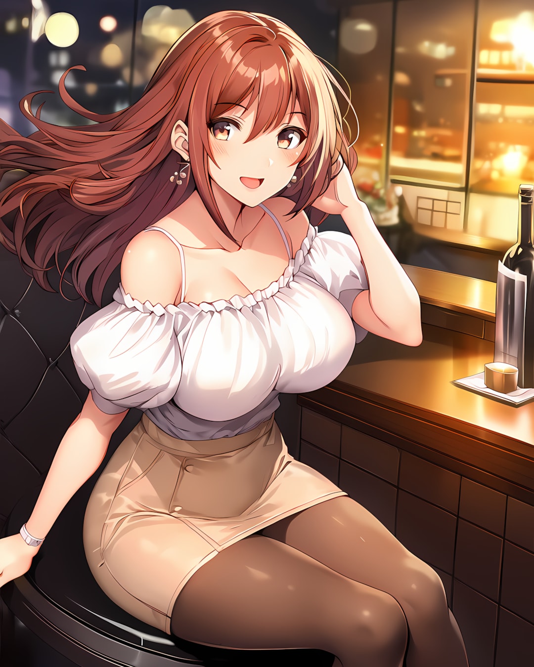 夜のレストラン。ノノカと特別なディナータイム🍷 | の人気AIイラスト・グラビア