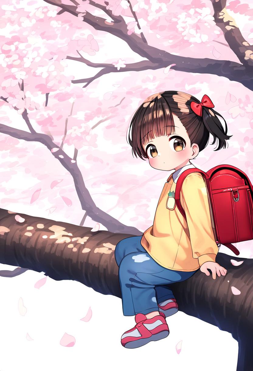 桜の木に登った女子小学生