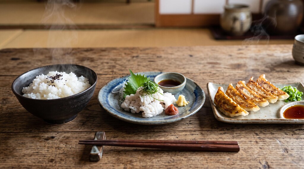 摩訶不思議食堂の鱧の落としと餃子のセット