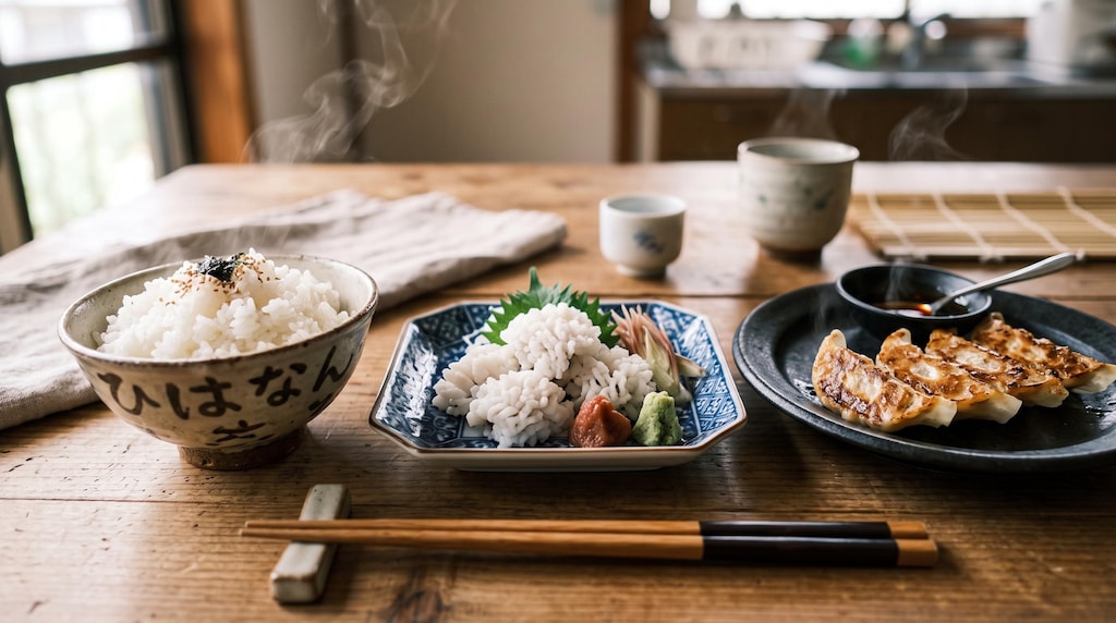 摩訶不思議食堂の鱧の落としと餃子のセット