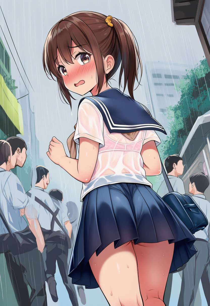 雨に濡れて恥ずかしそうなJC