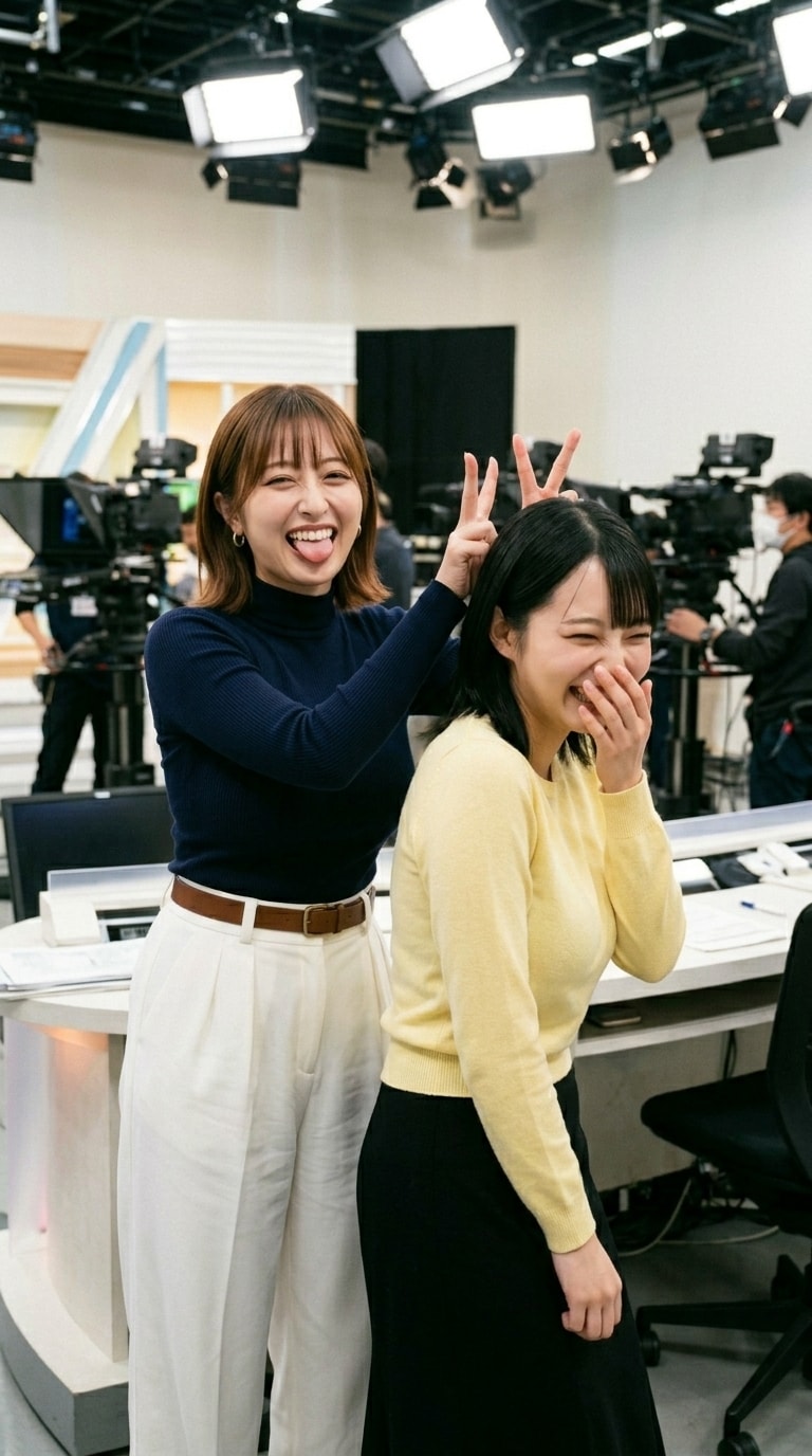 高橋アナと佐藤アナの楽しいオフショット