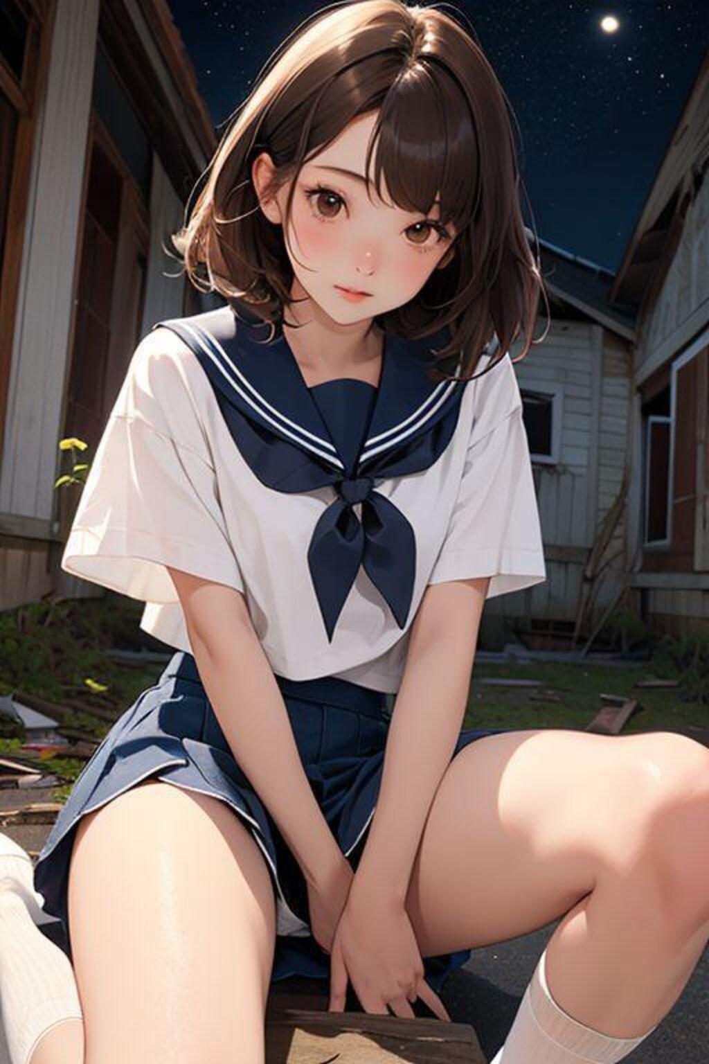 廃屋でパンチラ