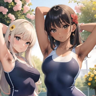 腋毛の子@スク水校庭