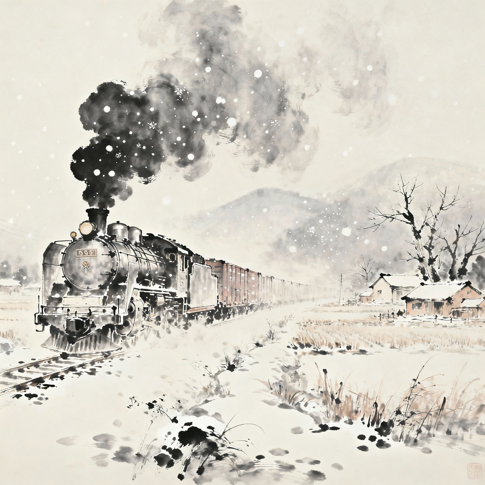 水墨画のような銀世界 | の人気AIイラスト・グラビア