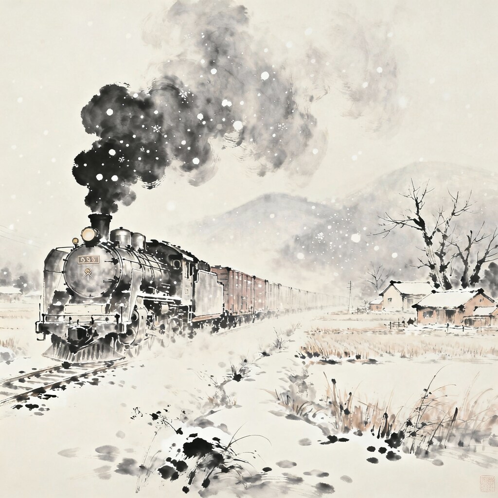 水墨画のような銀世界