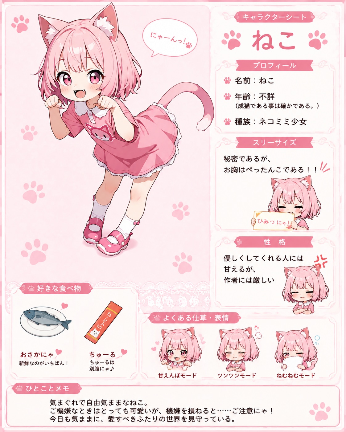 ねこちゃんのキャラクターシート | の人気AIイラスト・グラビア