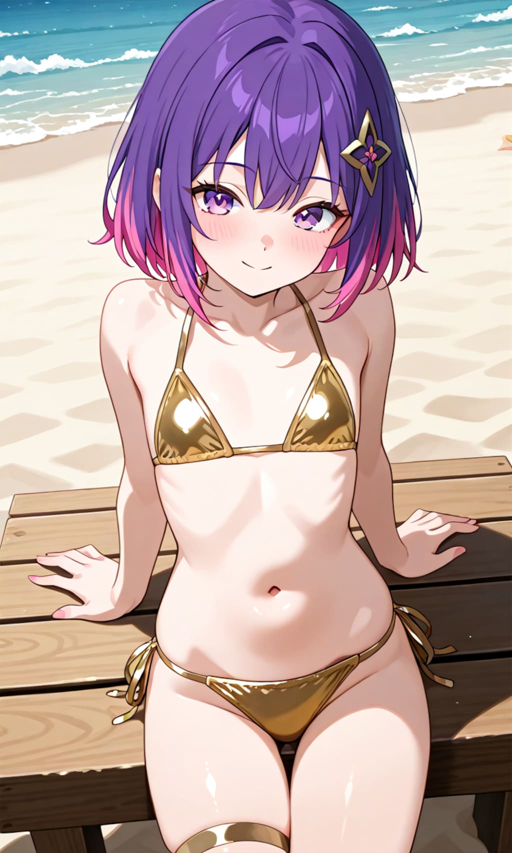 金色ビキニの女の子