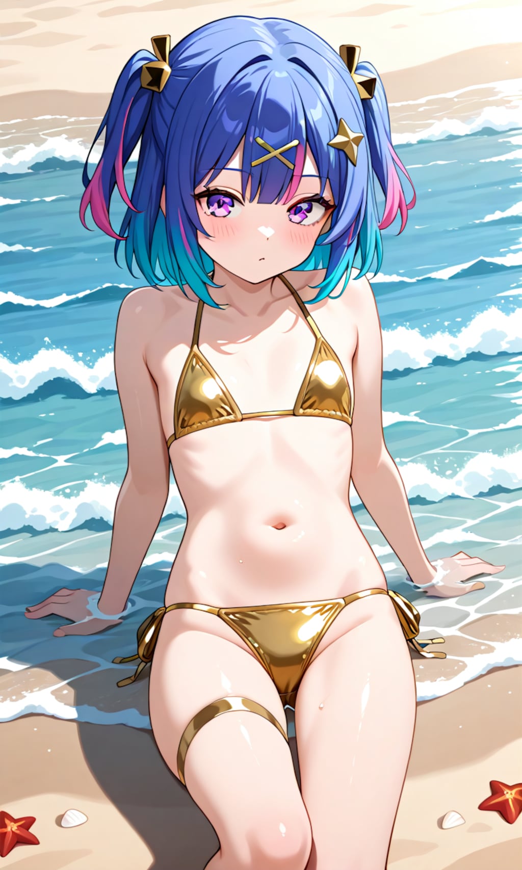 金色ビキニの女の子