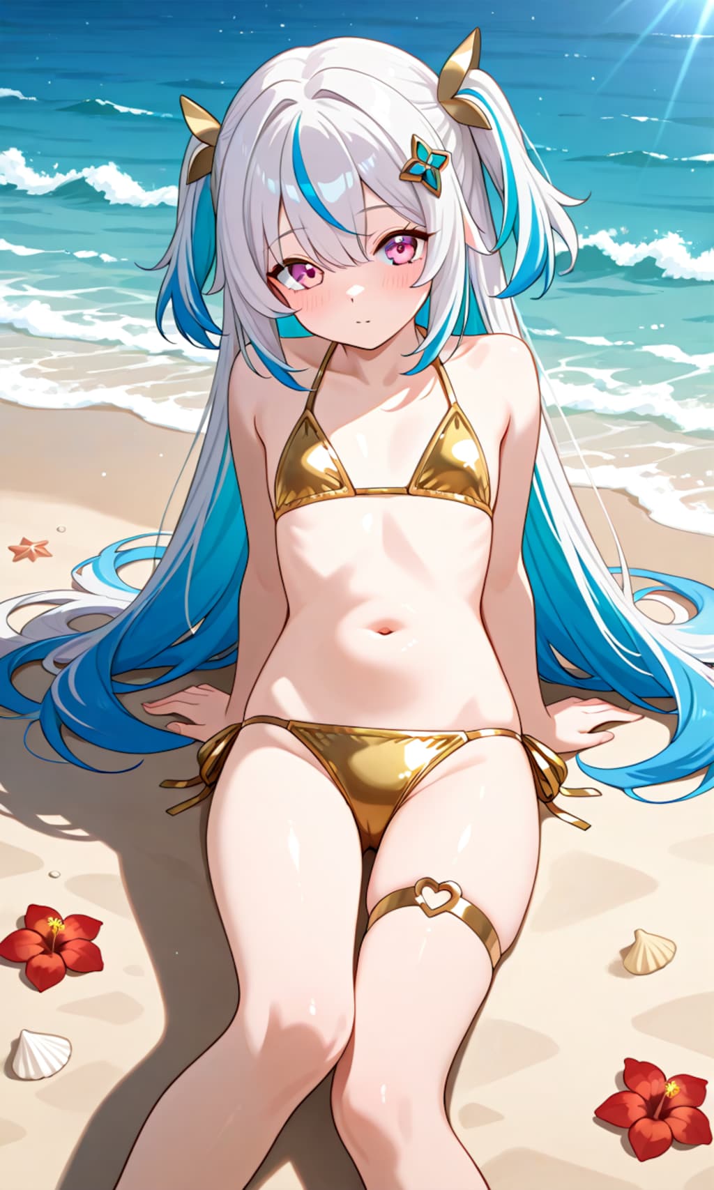 金色ビキニの女の子