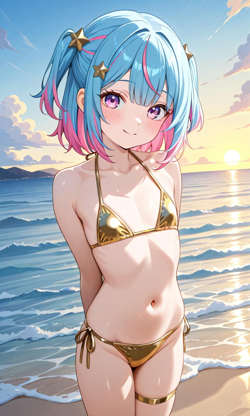 金色ビキニの女の子