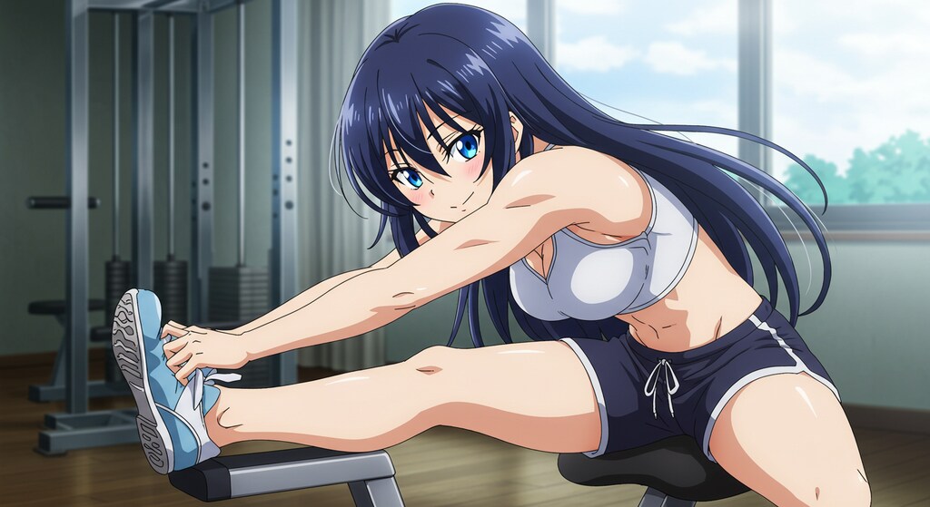 自転車でストレッチ