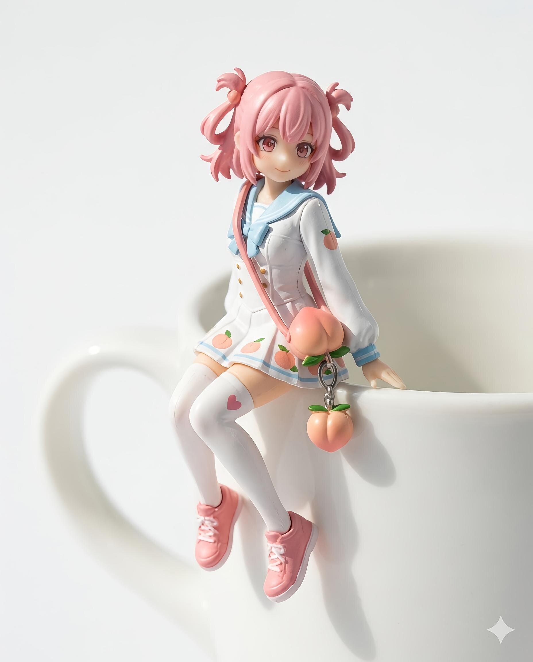 コップのフチ子さん風な桃音ちゃんと銀音ちゃん