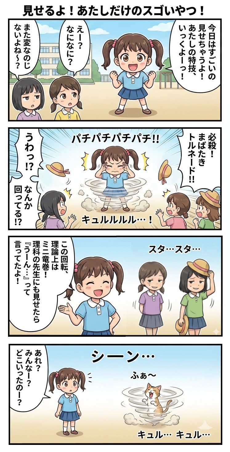 見せるよ！あたしだけのスゴいやつ！（四コマ漫画【たた８】１３の１）