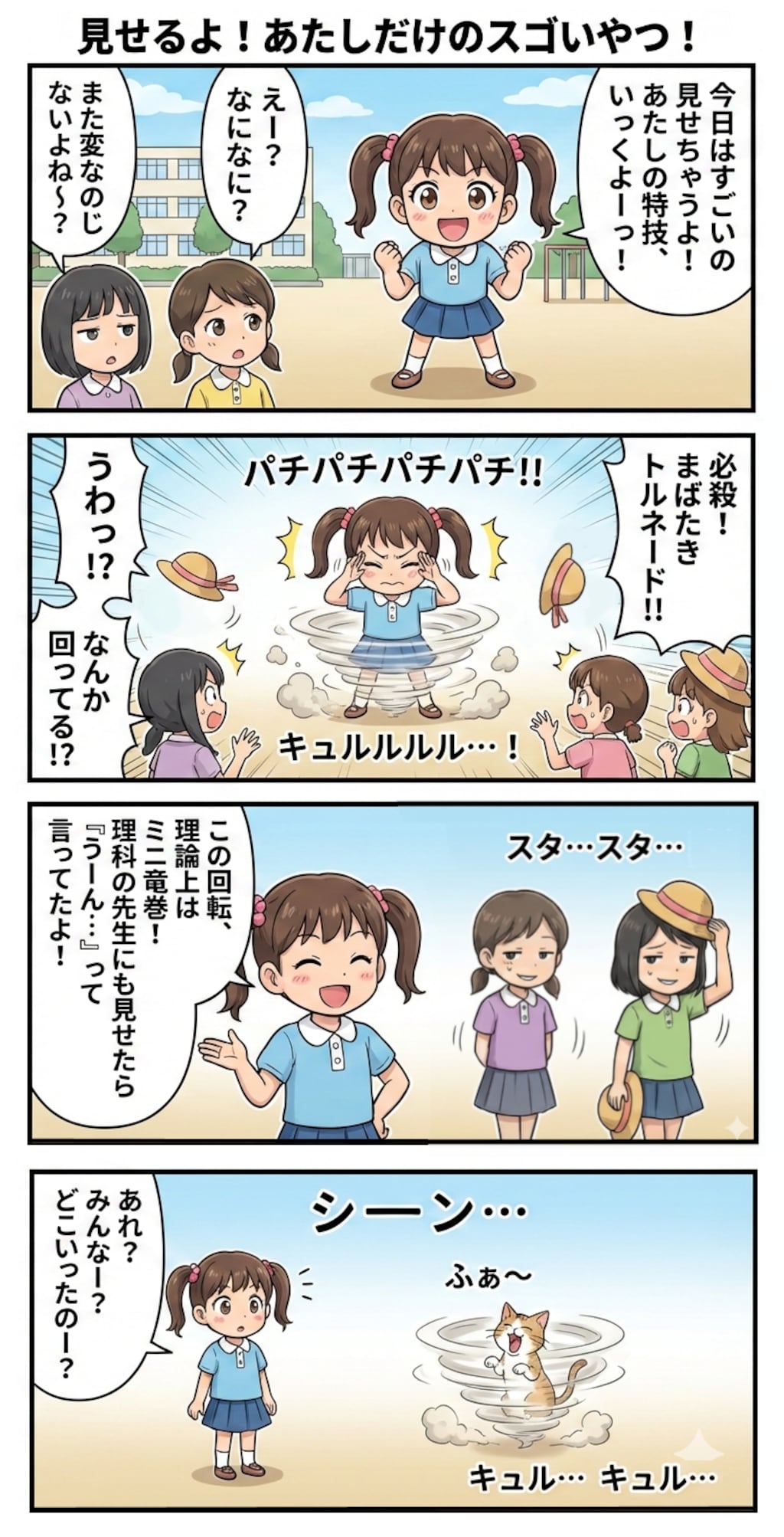 見せるよ！あたしだけのスゴいやつ！（四コマ漫画【たた８】１３の１）
