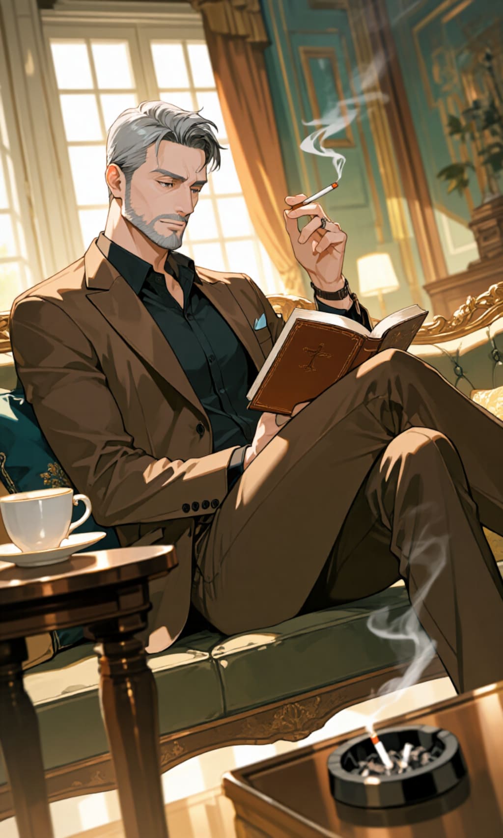 読書するおじさん