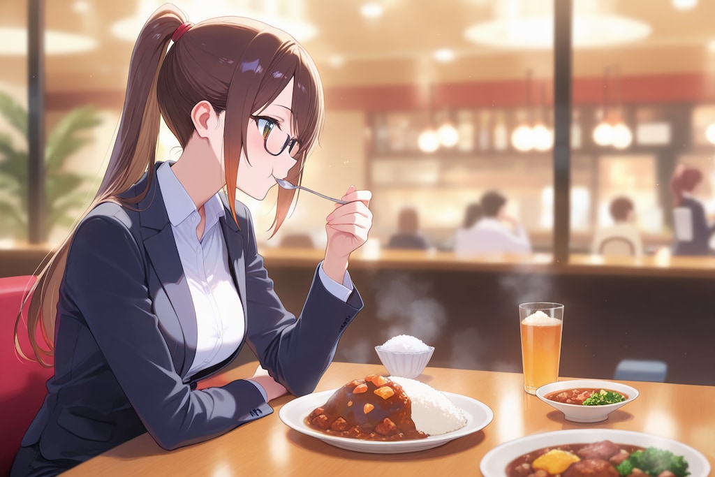 ポニテスーツとカレーと眼鏡