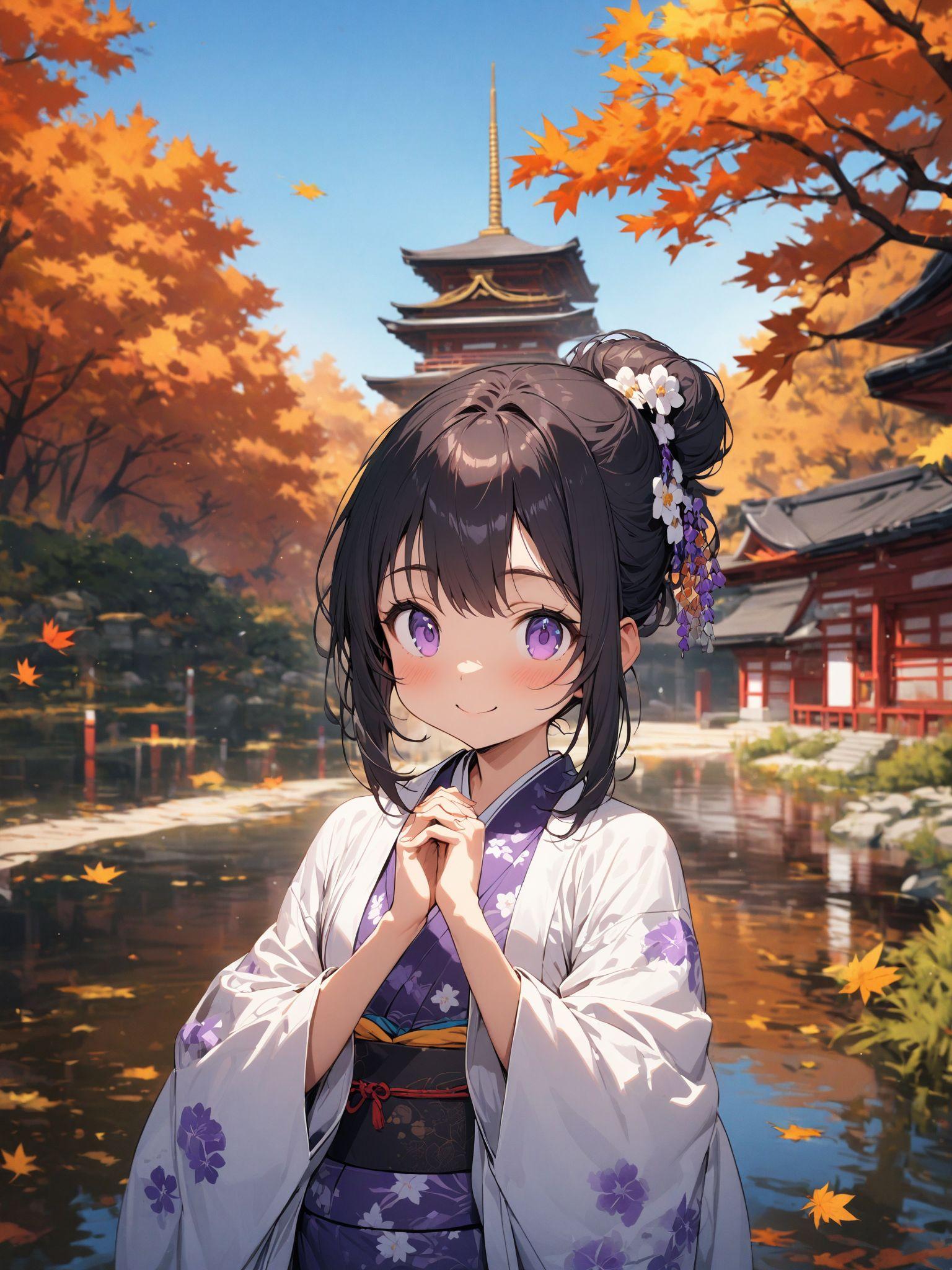 和服少女　日本庭園にて | の人気AIイラスト・グラビア