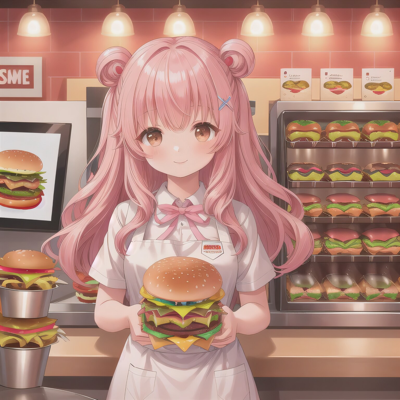 ピンク髪ロングでクルーの少女２ | の人気AIイラスト・グラビア