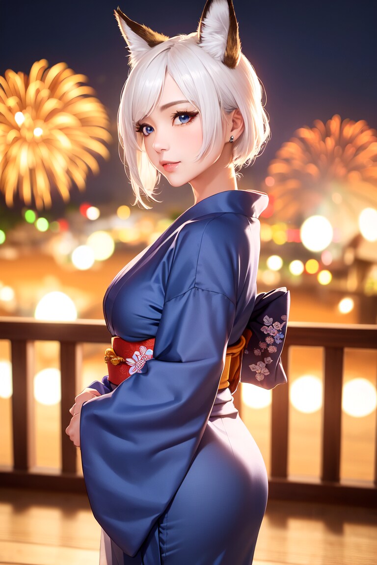 日本の夏の白狐